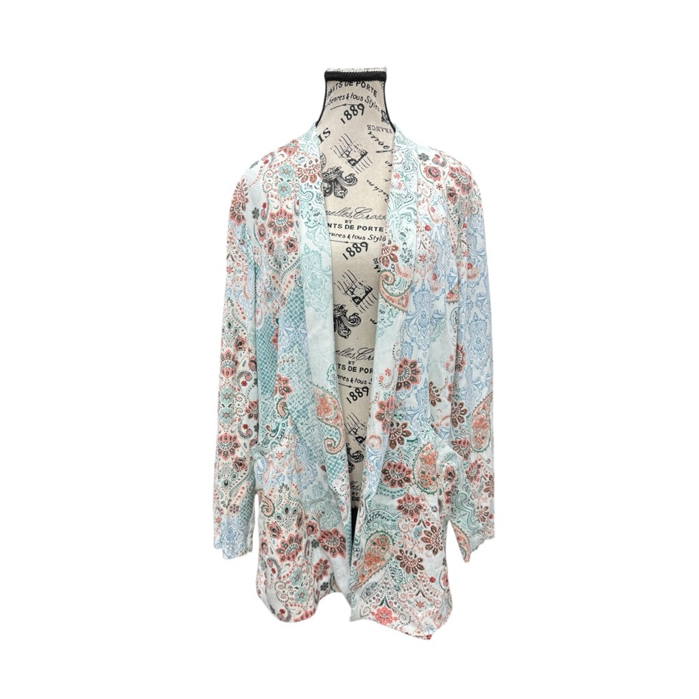 Chico’s Floral Paisley Open Front Blazer 100% Lyocell